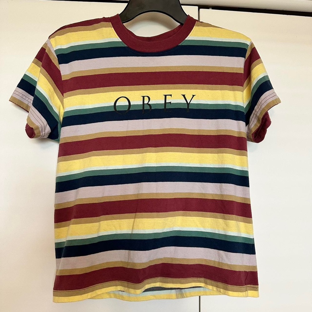 Obey t shirt, multicolored! Size small, like new